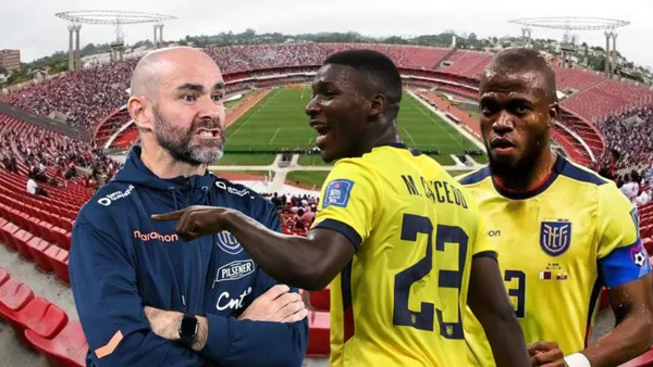 Félix Sánchez enojado, Moisés Caicedo señalando, Enner Valencia serie. Foto tomada de: Legal Sport/La Tri