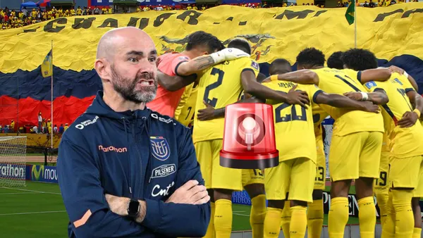 Félix Sánchez enojado, Selección Ecuador, Alarma. Foto tomada de: Ecuavisa/Freepik