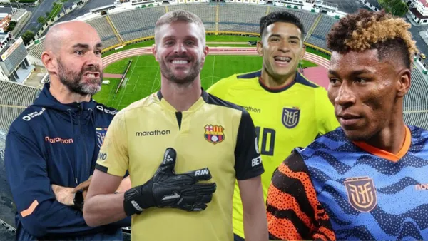 Félix Sánchez, Javier Burrai, Kendry Páez y Kevin Rodríguez (Foto tomada de: Extra/La Tri/Barcelona SC)