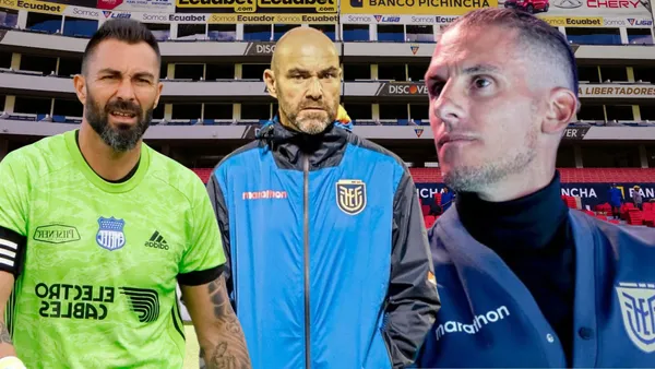 Félix Sánchez, Sebastián Beccacece y Esteban Dreer (Foto tomada de: Liga de Quito/API/La Tri/Emelec)