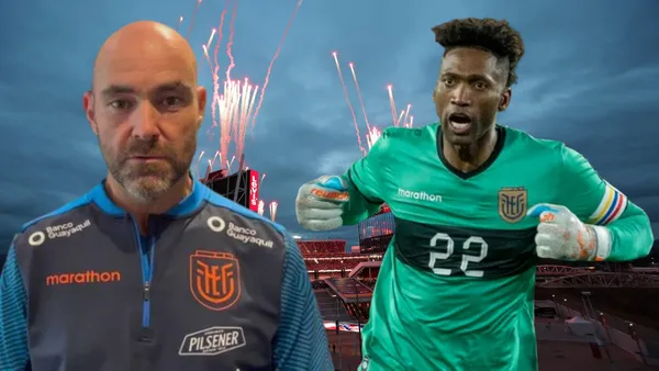 Félix Sánchez y Alexander Domínguez (Foto tomada de: Copa América/EFE/La Tri)