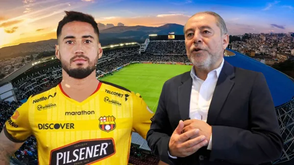 Francisco Fydriszewski e Isaac Álvarez (Foto tomada de: Liga de Quito/Barcelona SC/Conmebol)