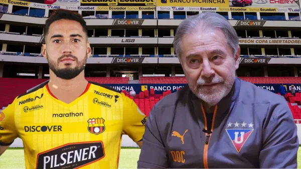 Francisco Fydriszewski e Isaac Álvarez (Foto tomada de: Liga de Quito/Barcelona SC/La Red)