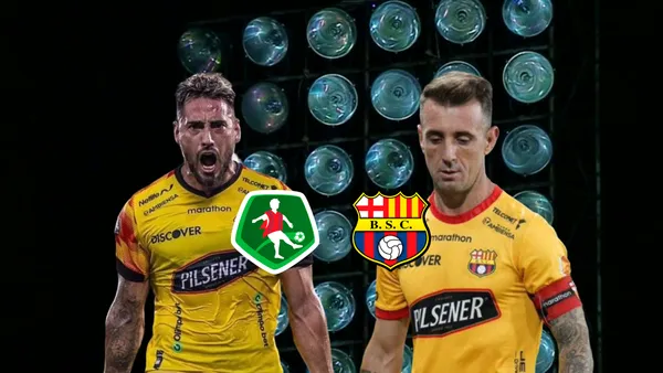 Francisco Fydriszewski gritando, Damián Díaz triste. Foto tomada de: Barcelona SC