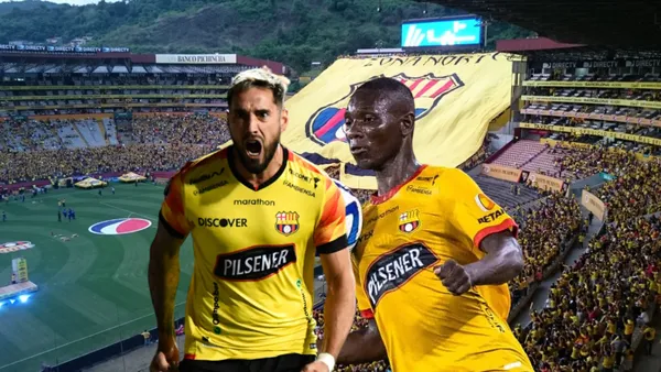 Francisco Fydriszewski gritando, Janner Corozo jugando. Foto tomada de: Barcelona SC