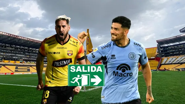 Francisco Fydriszewski gritando y Lucas Passerini festejando. Foto tomada de: ADN Radio/Barcelona SC