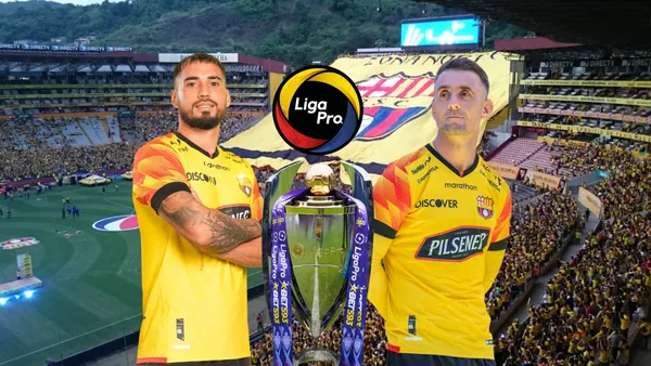 Francisco Fydriszewski serio, Damián Díaz, trofeo Liga Pro: Foto tomada de: Barcelona SC/Liga Pro