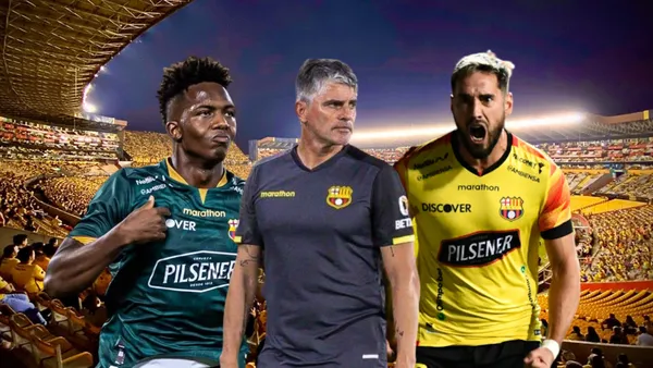 Francisco Fydriszweski, Djorkaeff Reasco, y Diego López enojados. Foto tomada: futbolecuador/Barcelona SC.