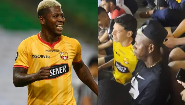 Gabriel Cortez estuvo en los graderíos del Chucho Benítez apoyando a Barcelona a pesar de que juega en 9 de Octubre