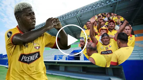 Gabriel Cortez y los hinchas de Barcelona SC en el Estadio Jocay (Foto tomada de: Manabí/API/Barcelona SC)