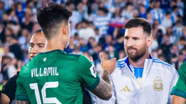 Gabriel Villamil y Lionel Messi / Foto: Conmebol