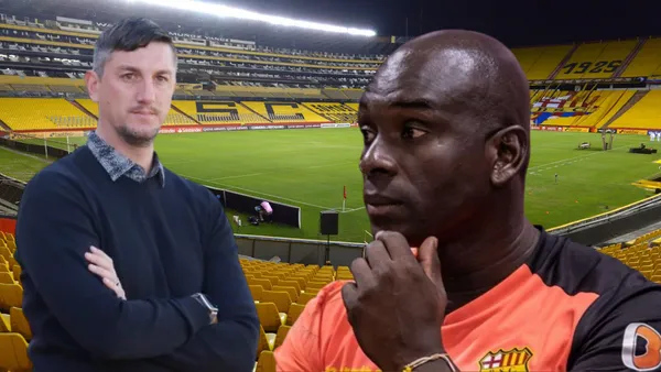 Germán Corengia y Segundo Alejandro Castillo en el Estadio Monumental (Foto tomada de: La Hora/Barcelona SC)