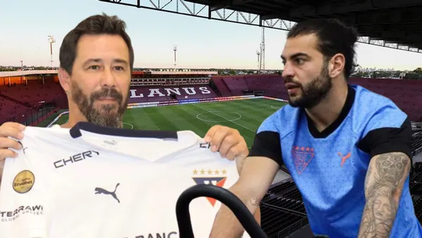 Gian Franco Allala y Pablo Sánchez (Foto tomada de: Copa Argentina/Liga de Quito)