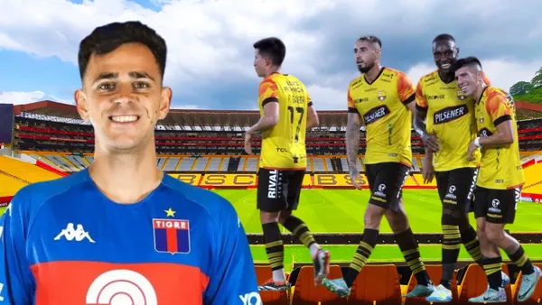 Gonzalo Maroni y jugadores de Barcelona SC (Foto tomada de: Barcelona SC/Tigre/API)