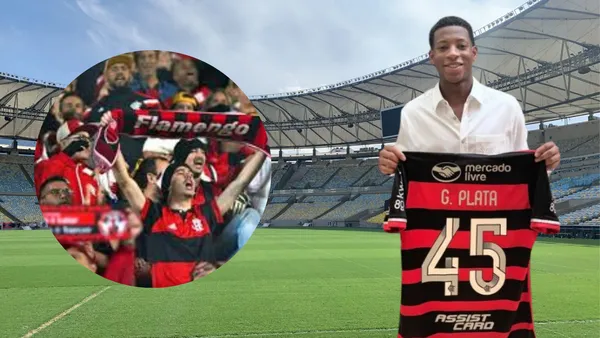 Gonzalo Plata e hinchas de Flamengo (Foto tomada de: Marcaná/Gonzalo Plata)