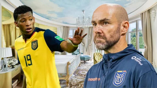 Gonzalo Plata y Félix Sánchez en un hotel de lujo (Foto tomada de: Esquire/La Tri)