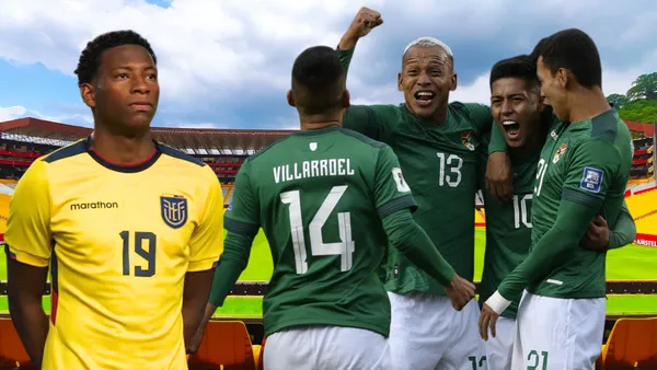 Gonzalo Plata y Jugadores de Bolivia (Foto tomada de: Barcelona SC/Gonzalo Plata/Bolivia)