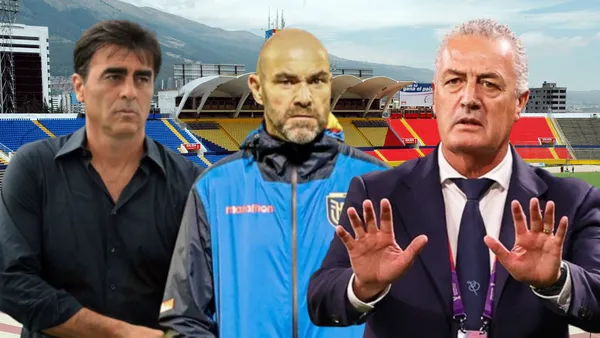 Gustavo Quinteros, Félix Sánchez y Gustavo Alfaro (Foto tomada de: El Universo/EFE/API/Félix Sánchez)