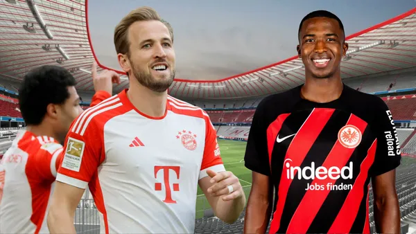 Harry Kane y Willian Pacho en el Allianz Arena (Foto tomada de: Eintracht Frankfurt/Phong/Bundesliga)