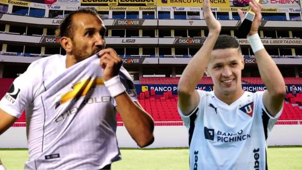 Hernán Barcos y Alex Arce (Foto tomada de: Liga de Quito/API)