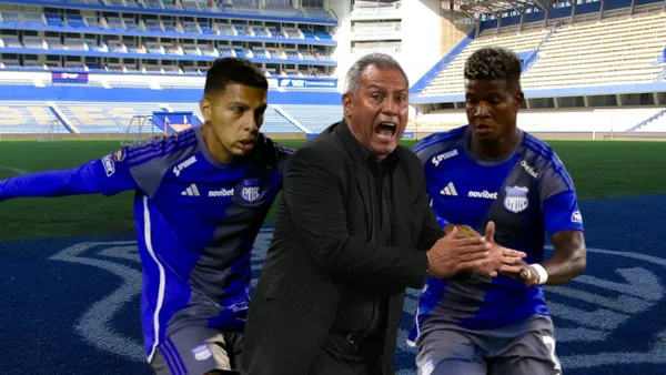 Hernán Torres enojado, Luis León y Corozo jugando. Foto tomada de: Emelec