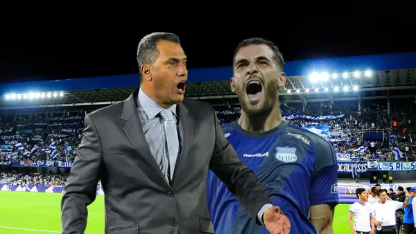 Hernán Torres gritando, Facundo Castelli festejo gol. Foto tomada de: API/Emelec