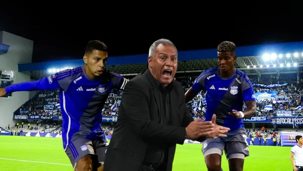 Hernán Torres molesto con los jugadores de Emelec