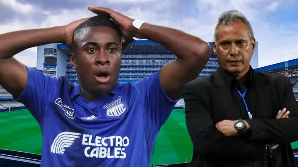 Hernán Torres y Bryan Carabalí en el Estadio Capwell (Foto tomada de: Emelec/API)