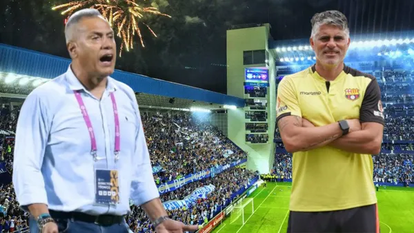 Hernán Torres y Diego López en el Estadio George Capwell (Foto tomada de: Sucre/Win Sports/Primicias)