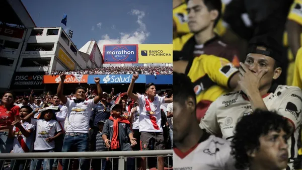 Hinchada de Liga de Quito y Barcelona SC