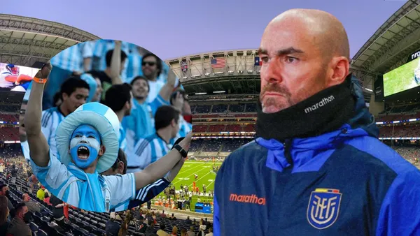 Hinchas argentinos y Félix Sánchez (Foto tomada de: Quadratin/442/El Telégrafo)