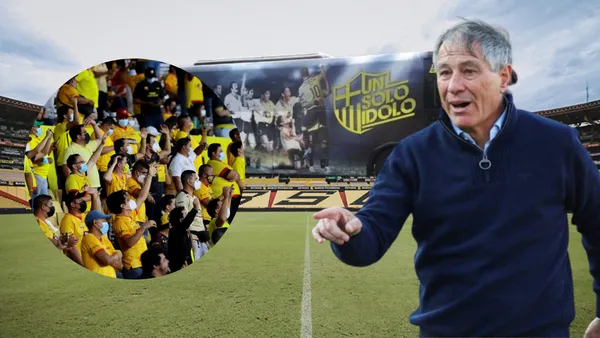 Hinchas de Barcelona SC y Ariel Holan (Foto tomada de: Alcaldía de Guayaquil/Barcelona SC/Ariel Holan)