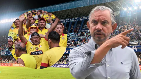 Hinchas de Barcelona SC y José Pileggi (Foto tomada de: Emelec/Barcelona SC)