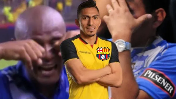 Hinchas de Emelec llorando y Ángel Mena con la camiseta de la selección (FOTO: FEF/ Azul Eléctrico)