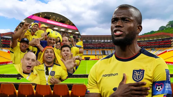 Hinchas de La Tri y Enner Valencia (Foto tomada de: Barcelona SC/API/ESPN)
