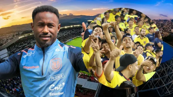 Hinchas de La Tri y John Yeboah (Foto tomada de: Liga de Quito/Liga Pro/Extra)