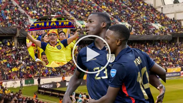 Hinchas Ecuador, Moisés Caicedo, Alan Minda. Foto tomada de: Conmebol/La Tri