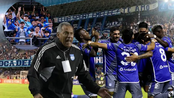 Hinchas Emelec con Hernán Torres y jugadores