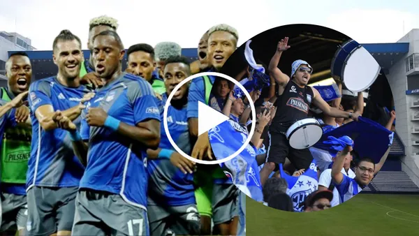 Hinchas y Jugadores de Emelec en el Estadio Capwell (Foto tomada de: El Universo/Emelec/API)