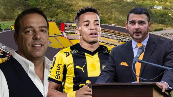 Ignacio Ruglio, Byron castillo y Antonio Álvartez (Foto tomada de: Barcelona SC/El País/Peñarol)