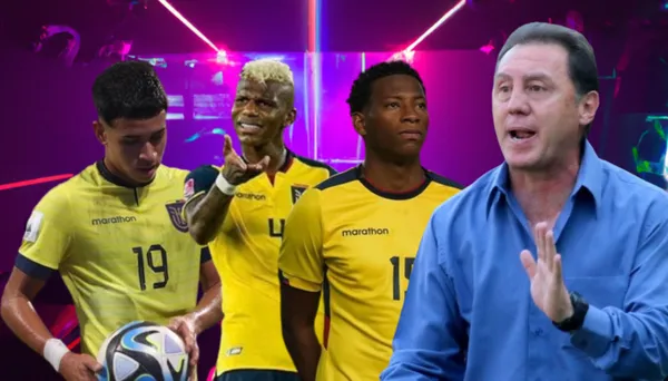 Imágenes de los jugadores de la 'Tri', Kendry Páez, Robert Arboleda, Gonzalo Plata, al lado Álex Aguinaga. FOTO: Paralelo Estudio