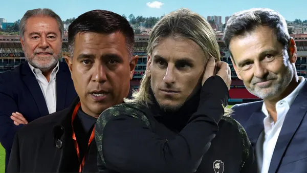 Isaac Álvarez, César Farías, Sebastián Beccacece y Diego Cocca (Foto tomada de: Liga de Quito/Primicias/Vives/EFE/TYC)