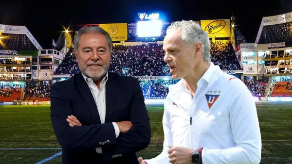 Isaac Álvarez serio, Esteban Paz enojado. Foto tomada de: Olé/Primicias/LDU