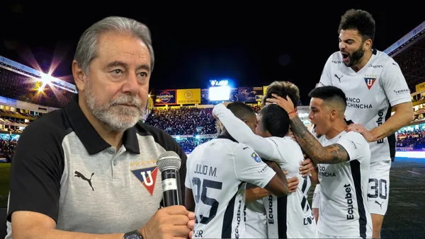 Isaac Álvarez y jugadores de Liga de Quito (Foto tomada de: Liga de Quito/API)