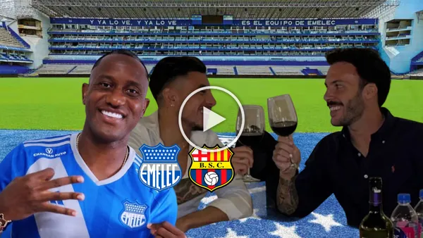 Jaime Ayoví celebrando, Joao Rojas y Sebastián Rodríguez. Foto tomada de: Emelec/PESLogos