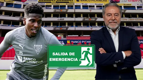 Jan Hurtado con Isaac Álvarez en el Estadio Rodrigo Paz Delgado (Foto tomada de: La Red/Liga de Quito/Primicias/Frecuento)