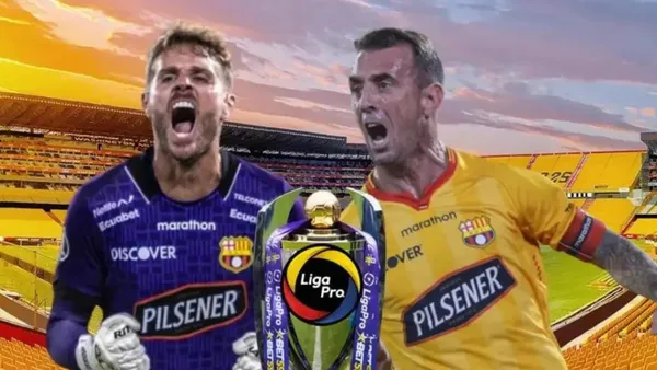 Javier Burrai, Damián Díaz. Foto tomada de: Barcelona SC/Ecuavisa