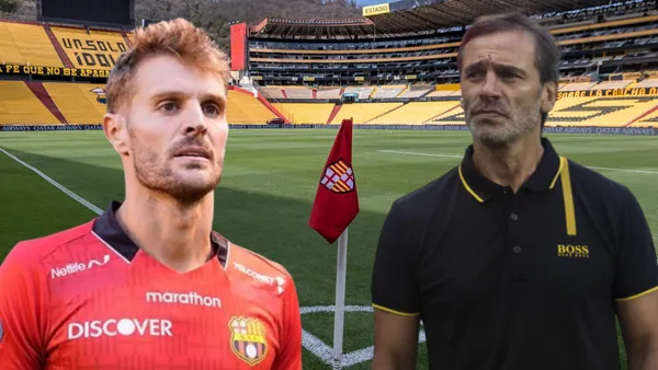 Javier Burrai y Fabián Bustos (Foto tomada de: Barcelona SC/API/Fabián Bustos)