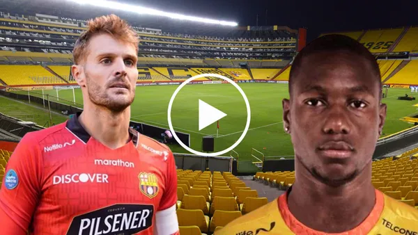 Javiero Burrai y Aníbal Chalá en el Estadio Monumental (Foto tomada de: La Hora/Barcelona SC/API)