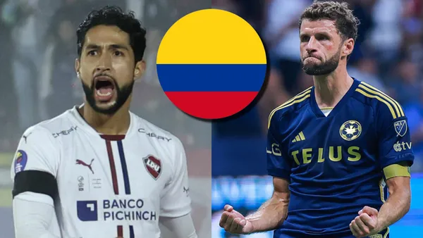 Jeison Medina de LDU y Thomas Muller de Vancouver Whitecamps / Foto: Infobae